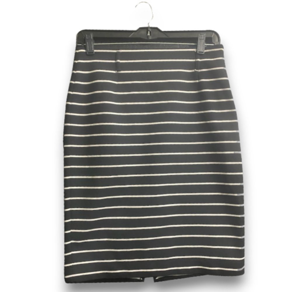 White House Black Market Striped Pencil Skirt Black White Size 4 Pull On Career